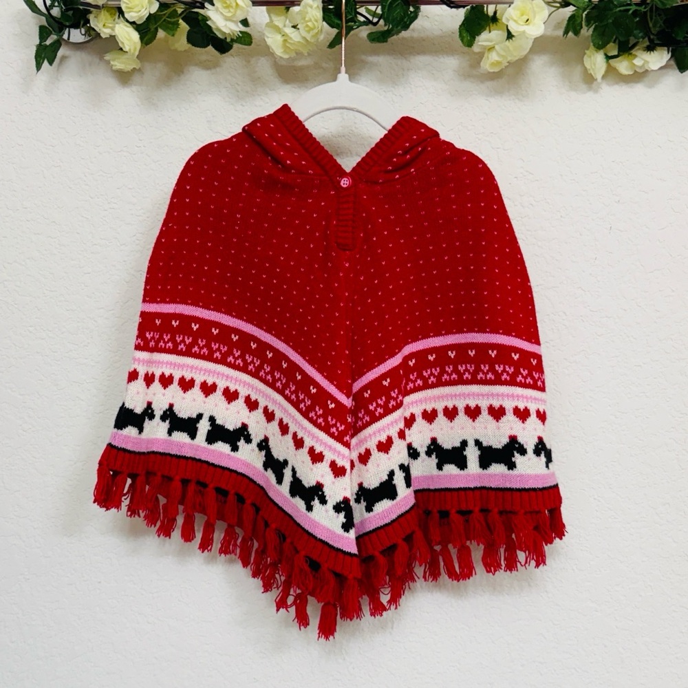 Wonderkids • Red Hooded Poncho with Heart and Dog Design